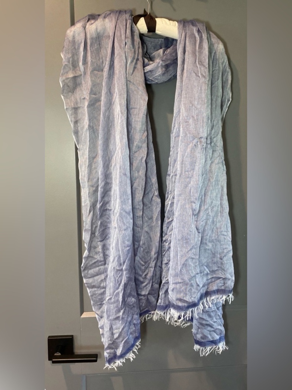 Lightweight Scarf Blue Fringe 75” X 40”
